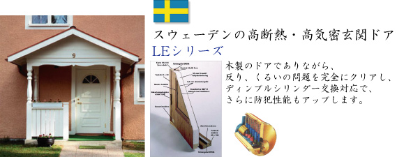 スウェーデンの玄関ドア、高断熱と高気密の扉