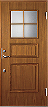 チーク十字格子ガラス入り木製玄関ドア　GAKG60W73(TG)-1022