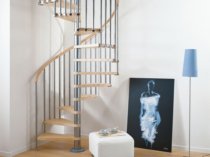 室内用木製らせん階段キット 建築基準法適合サイズも 在庫品