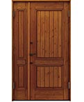 檜無垢材、木製の親子玄関ドア
